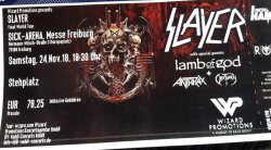 Die Karte für Slayer, Obituary, Lamb of God und Anthrax in Freiburg ist da ;-)